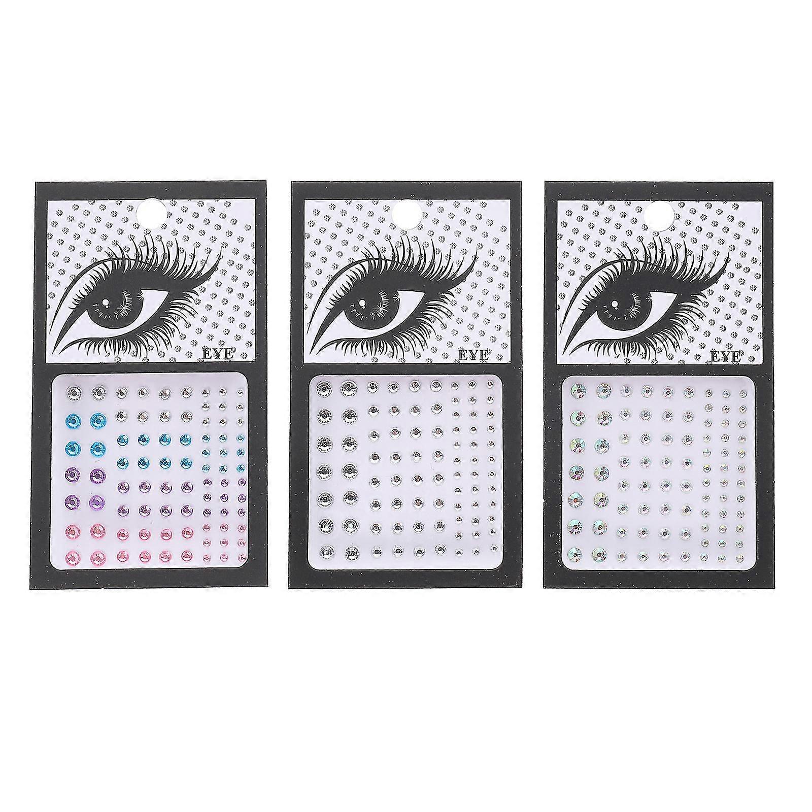3 Sets of Self-adhesive Face Gems Stickers Decorative Eye Gems Jewels Exquisite Face Decals