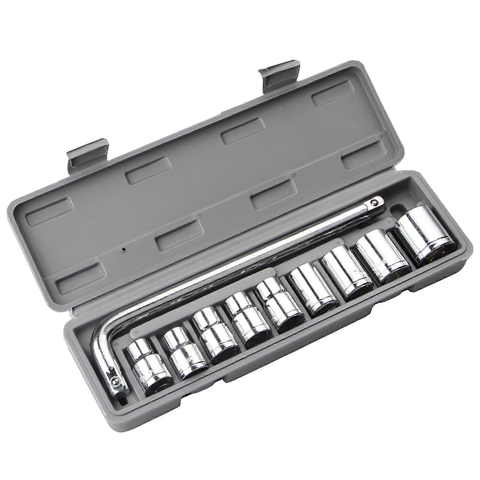 10Pcs Wrench Socket Set Auto Repair Mechanical Tool Kit Hardware 8?24mm with Gray Box