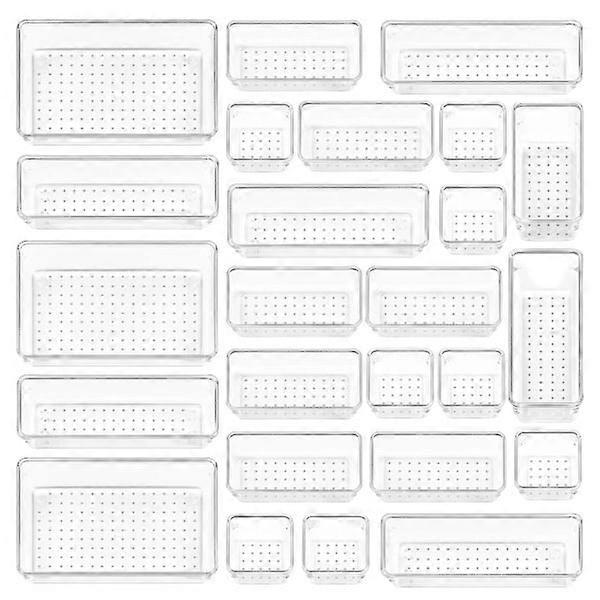 Set of 25 plastic boxes, universal organizer in 4 sizes.