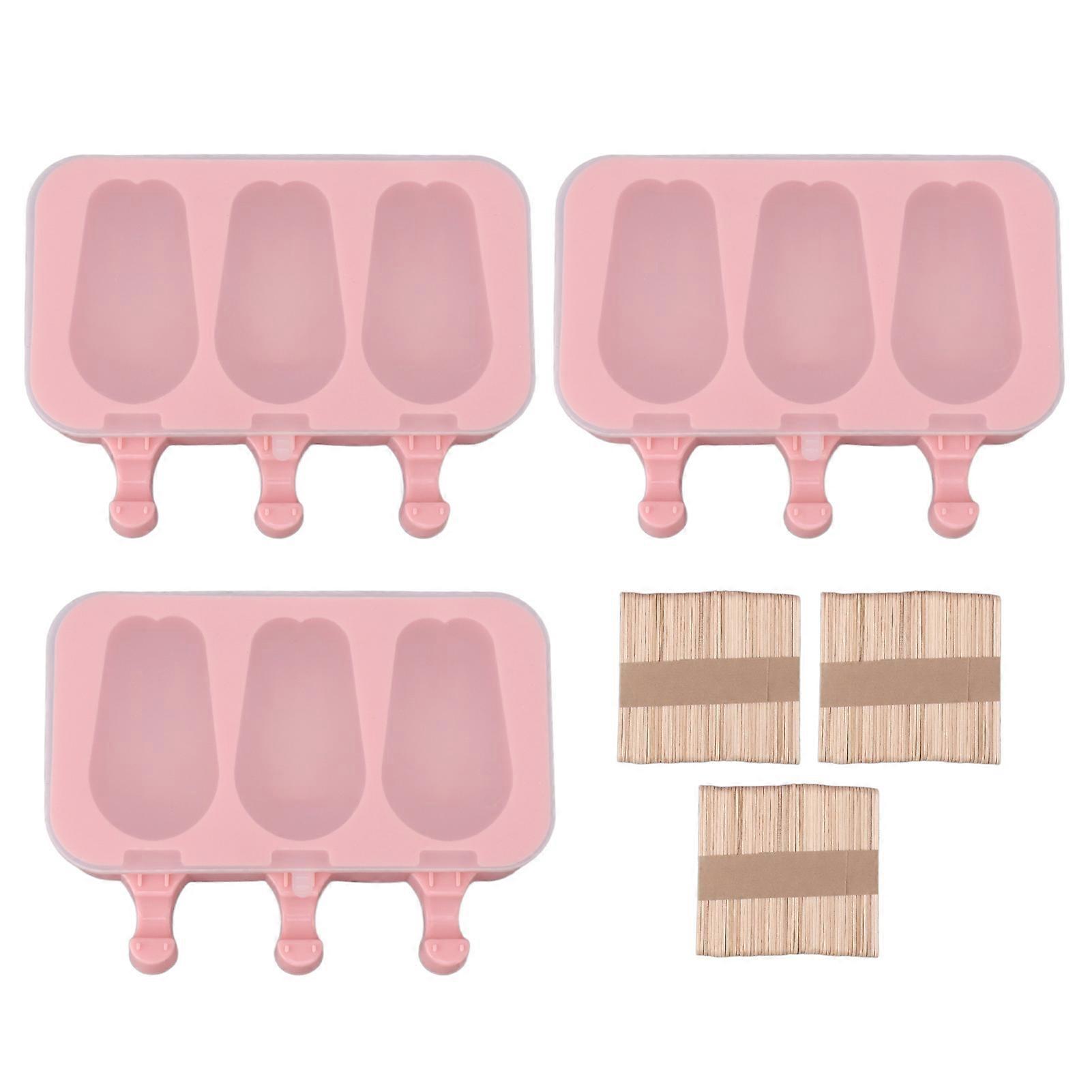 3 Set Ice Cream Cake Pop Mold with Lid Easy Release Cold and Heat Resistant Silicone Ice Cream Bar Mold with Sticks Rabbit