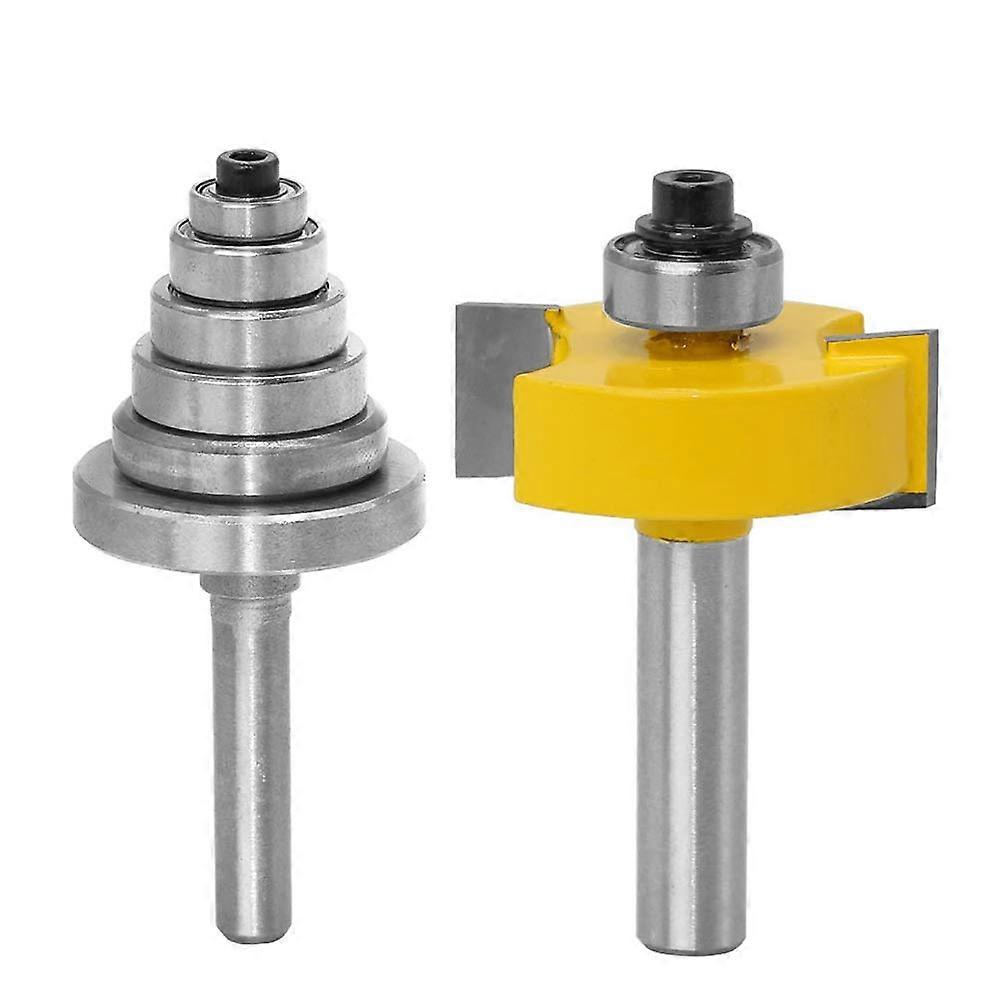 8mm Rabbet Router Bit Router Bit with 6 Set Bearings for Multiple Depths 28.6mm, 22.2mm, 19.05mm, 15.9mm, 12.7mm, 9.52mm Woodworking Tool