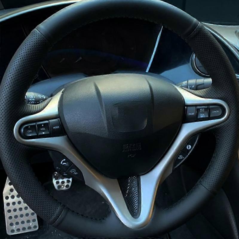 DIY Black Hand stitch Microfiber leather Car Steering Wheel Cover For Honda Civic Old Civic 2006 2007 2008 2009 2010 2011