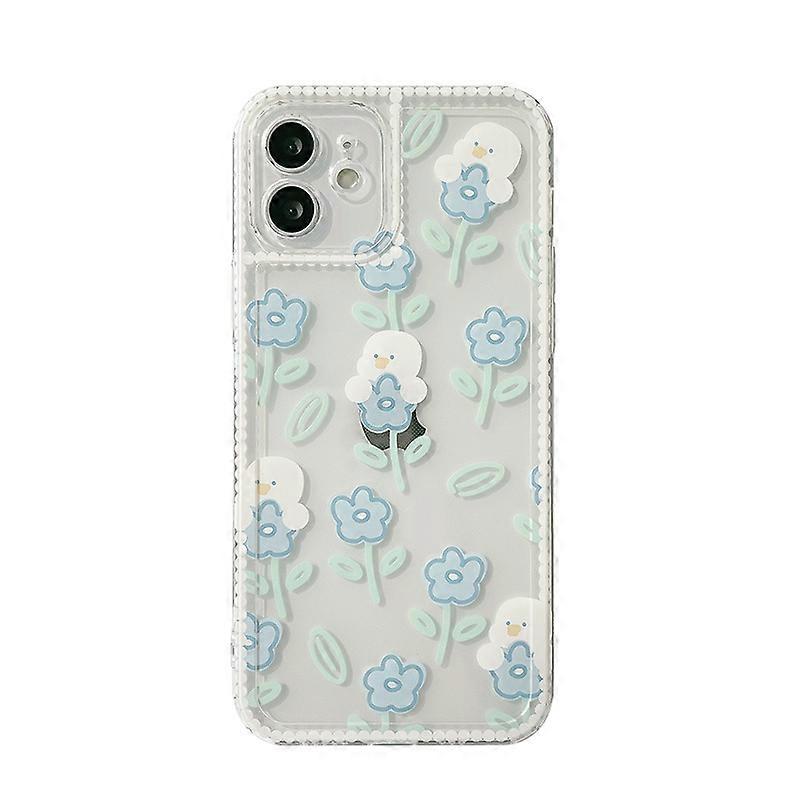 Caseative Cute Cartoon Duck Flower Clear Soft Compatible Case