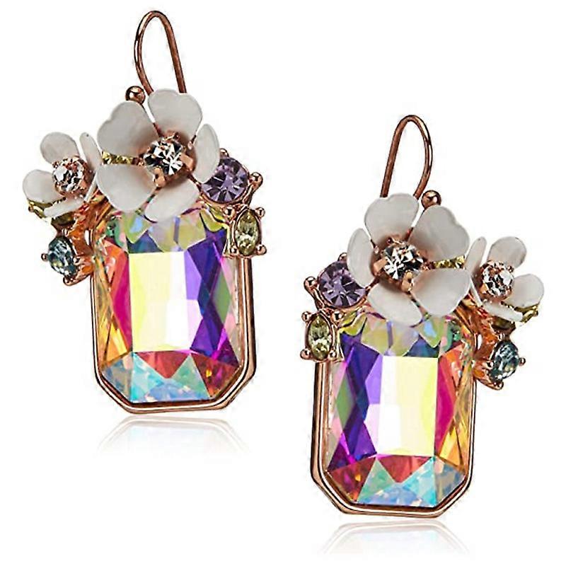 Flower Rectangle Stone Drop Cercei