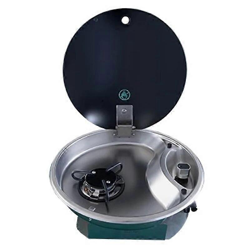 RV Round Gas Stove One Burner With Glass Cover Food Grade SUS304 Stainless Steel Material For Small~Scale Boat Yacht Caravan FN8U72322