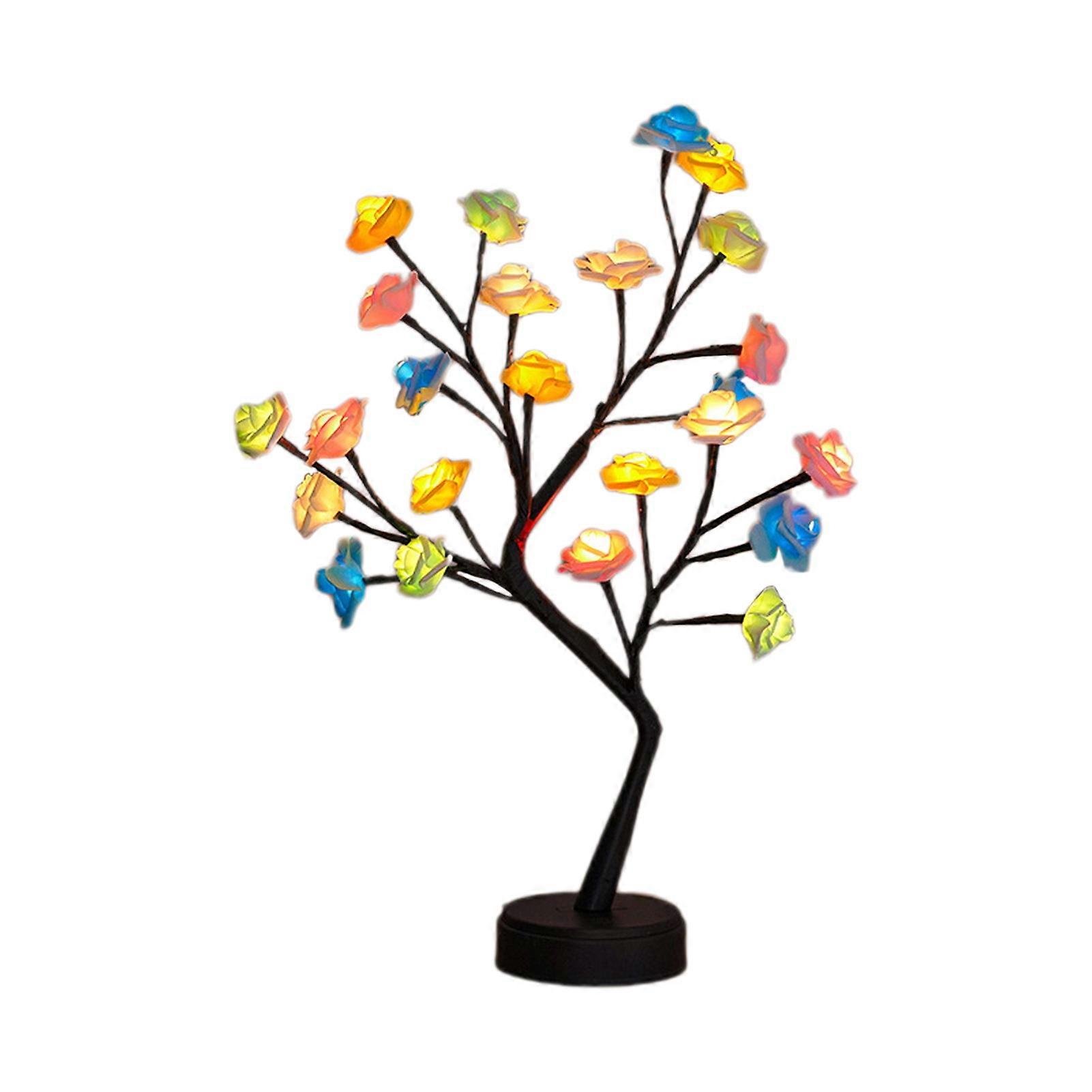 Rose Tree Lamp Realistic Looking Soft Lighting Low-Power Consumption USB Operated Lighted LED Tree Light Desktop Decoration