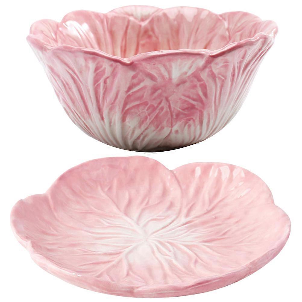 1 Set Ceramic Children Bowl Delicate Cabbage Bowl Modeling Tableware Cabbage Plate