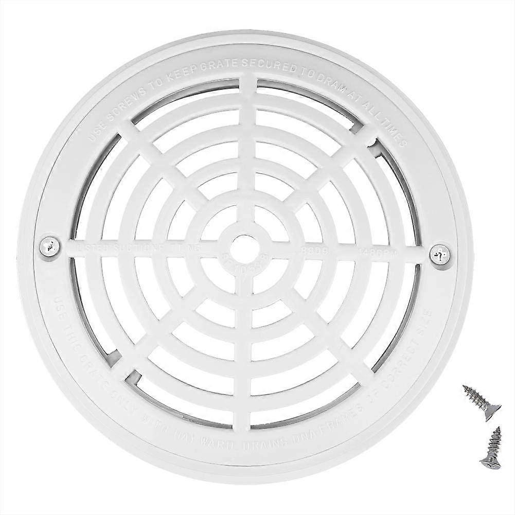8Inch Pool Main Drain Cover the Top Grate Bottom Mounting Plates White Replacement Pool Drain Cover