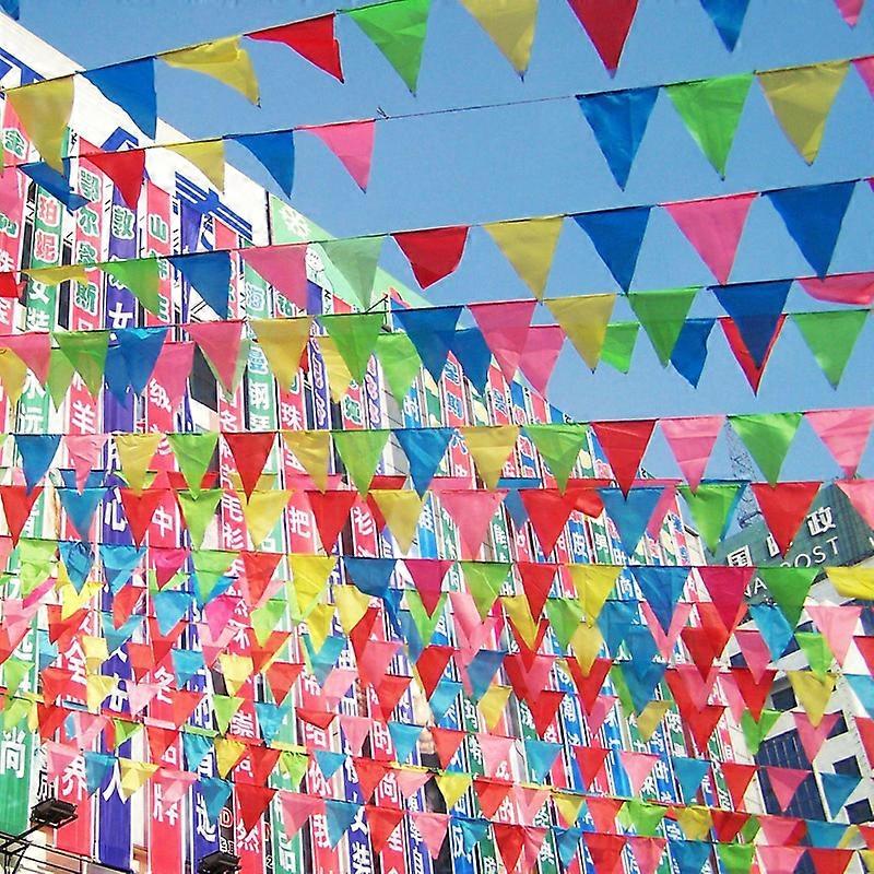 150pcs Colorful Pennant Banner Flags Multicolor Bunting String Triangle Flags