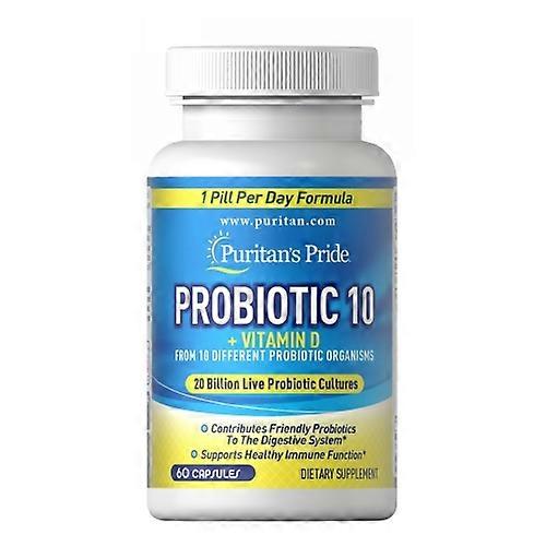 Puritan's Pride Probiotic 10 with Vitamin D, 60 Capsules (Pack of 1)