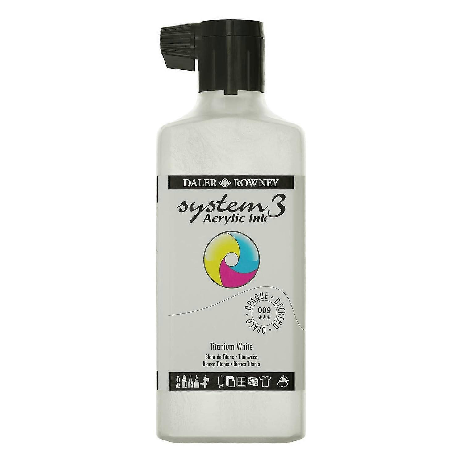 Daler Rowney System 3 Acrylic Ink 180ml, Titanium White