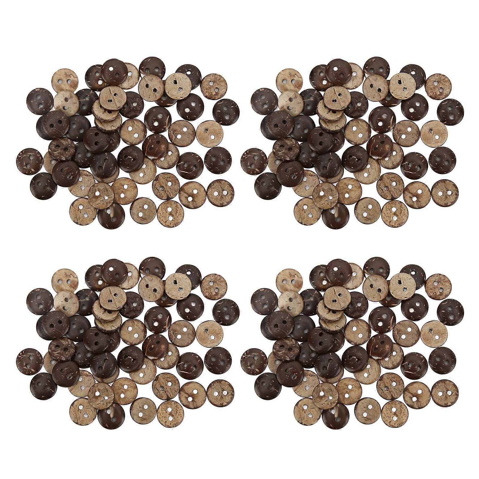 200 Pcs Thick Coconut Shell Button 2 Holes Practical Novel Material Safety Brown Buttons for Sewing