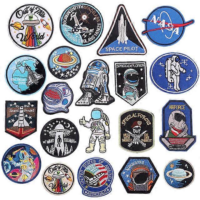 20PCS space Embroidered Applique Patches Iron On Patches Cute Funny Patches for Jackets, Hats, Backpacks, JeansClothings