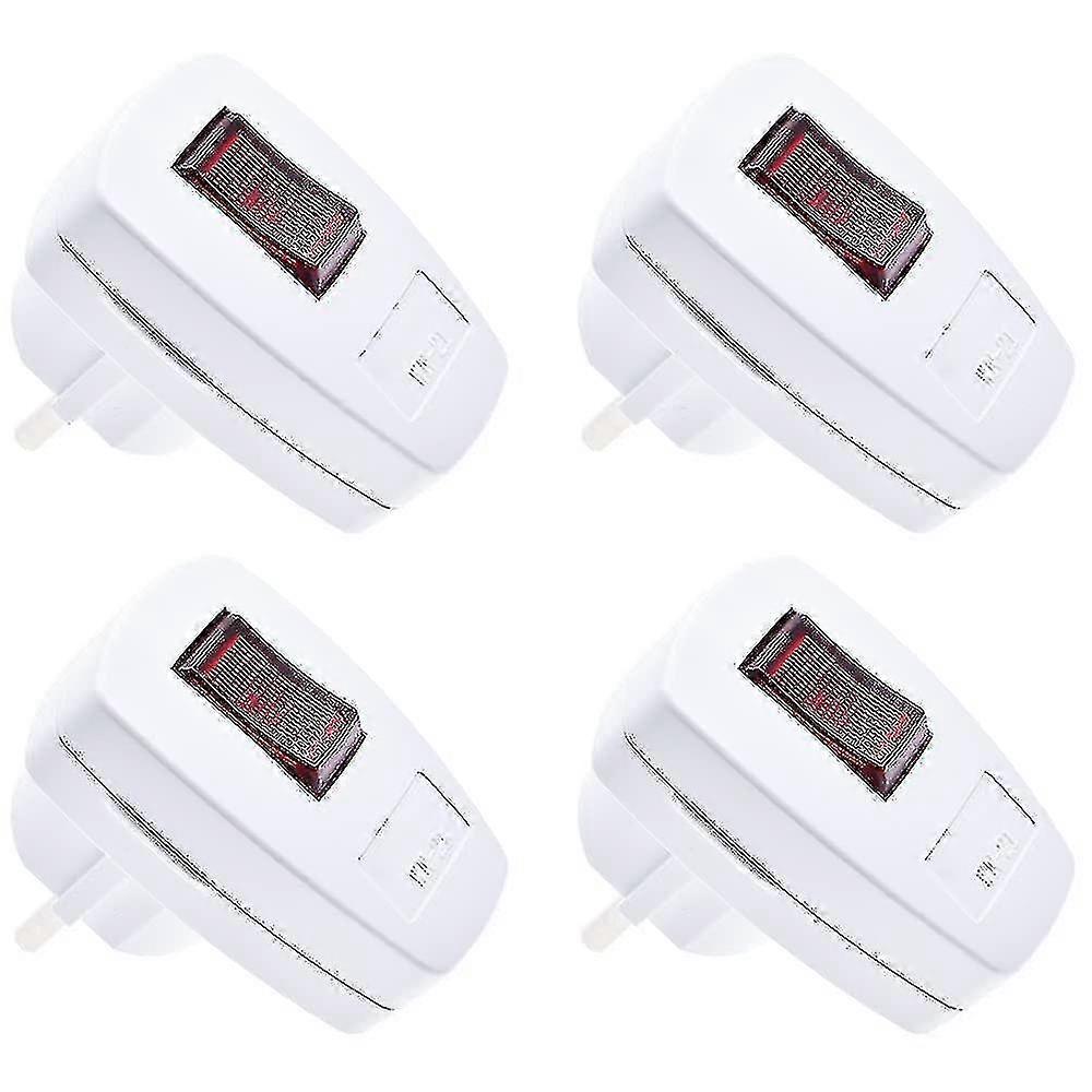 Set Of 4 Plugs Male Plug Male Plug Electrical Socket Socket With Switch Ip20 With Switch 250 V (16 A) - White Auspicious