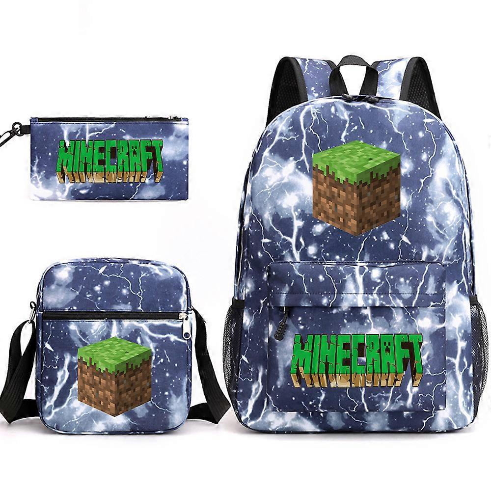 Minecraft School Bag Backpack Pencil Case Shoulder Bag Three-piece Set _19
