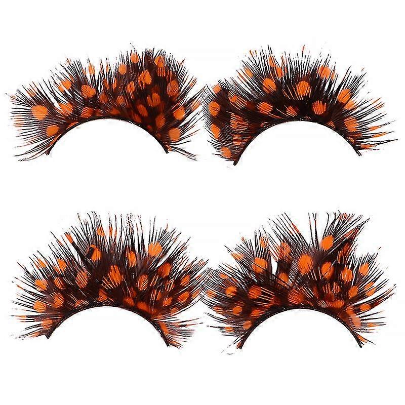 2 pairs false eye lashes feather eyelashes dramatic fancy costume party lashes