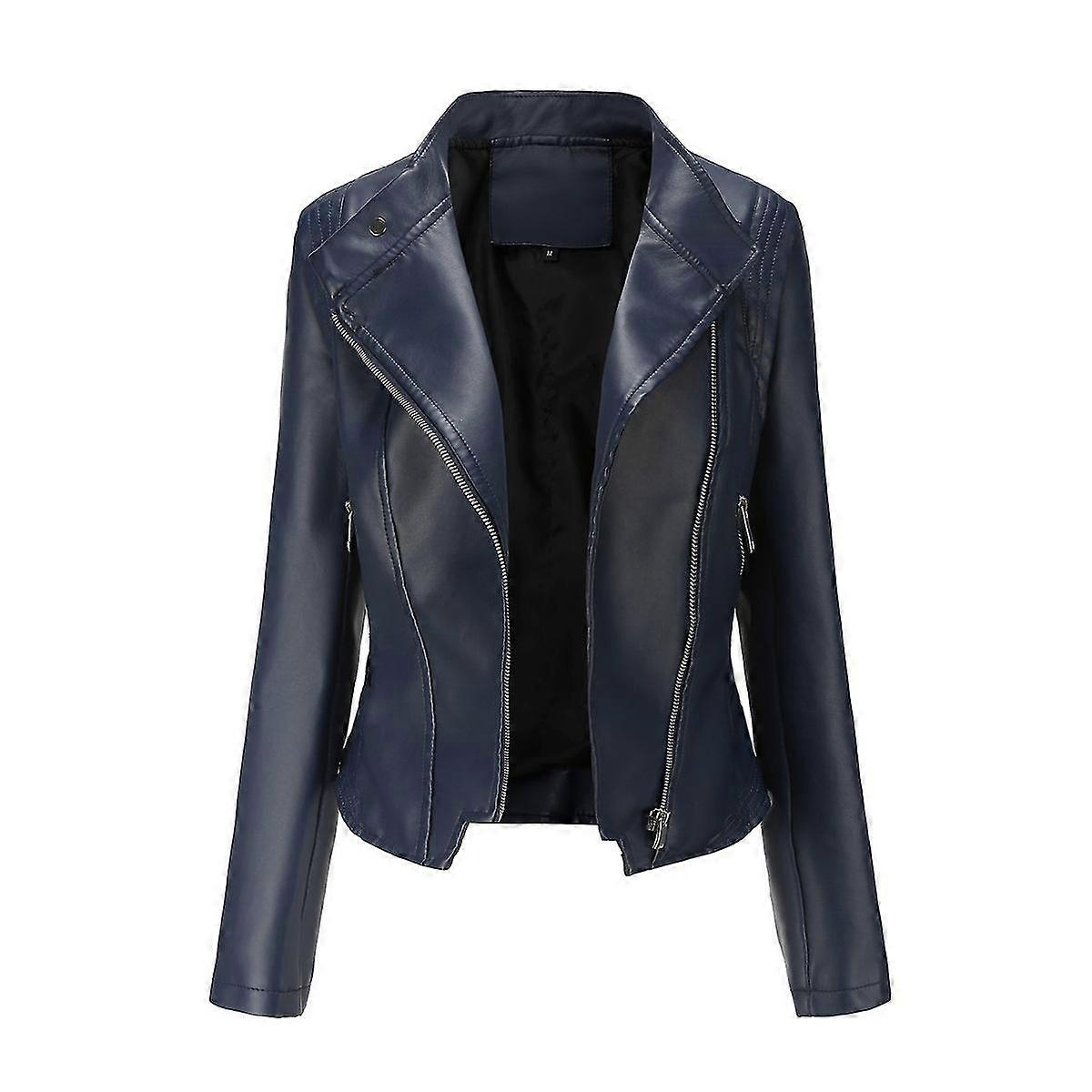 Yynuda Womens All-match Biker Zipper Slim Fit Short Leather Jacket