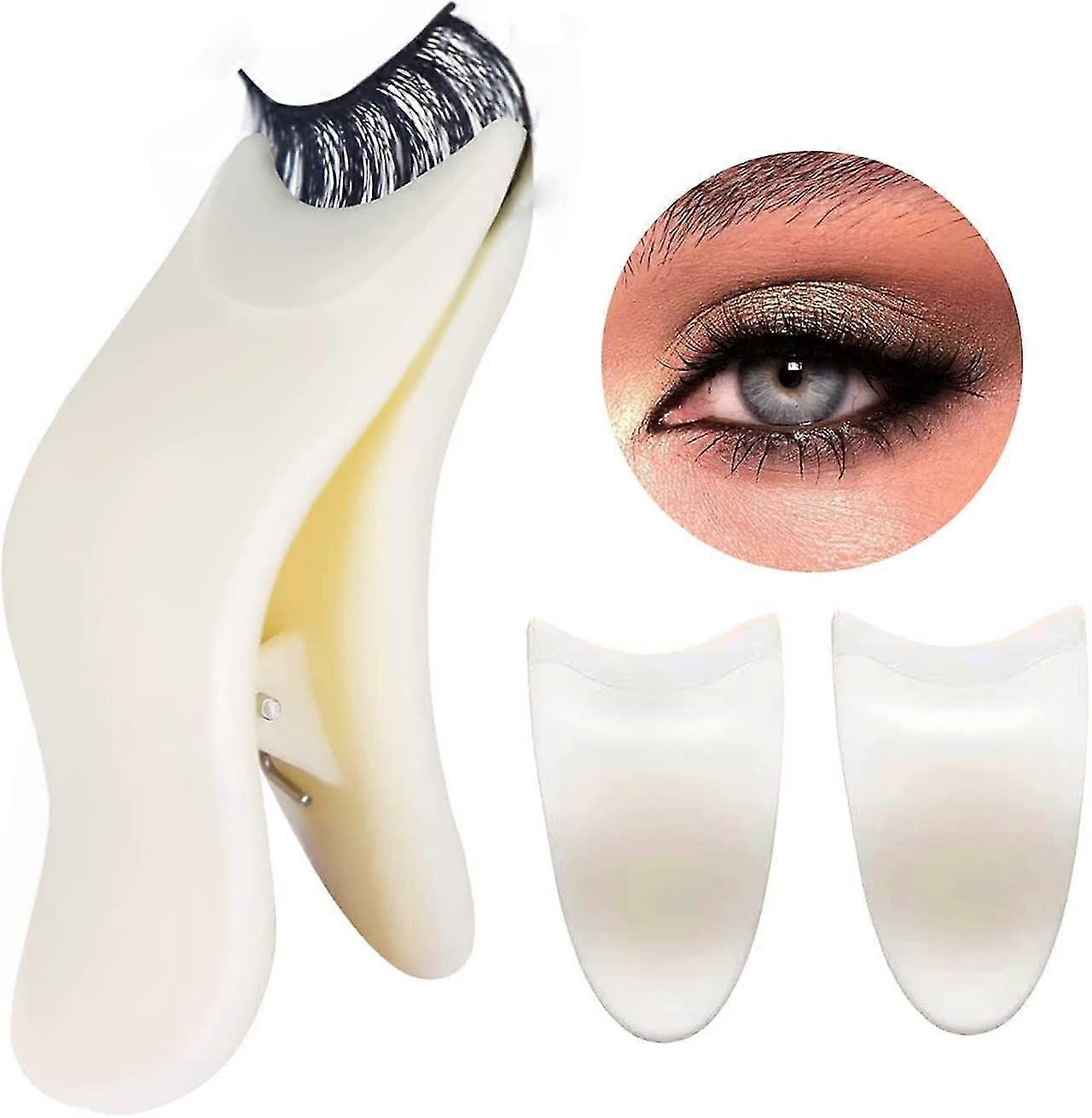 Eyelash Applicator Tool - 35mm Width False Eyelash Tool With Silicone Clip Design, 2pcs Eyelash Tweezers For False Lashes