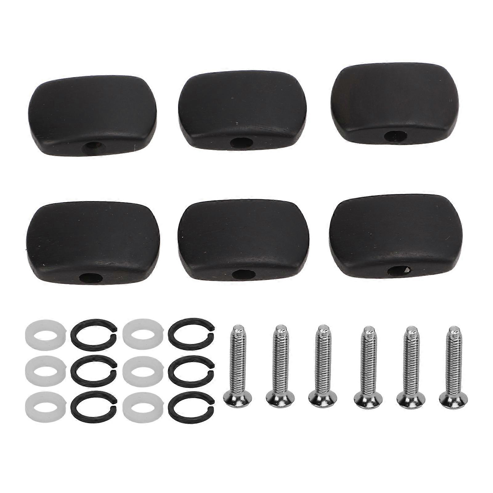 6Set Guitar Tuning Peg Buttons Ebony Metal Tuner Machine Head Button for Electric GuitarsLarge Rectangle