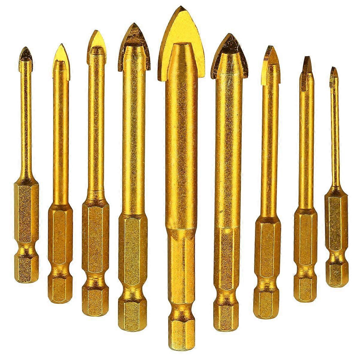 9 pcs. Tile Drill Ceramic Drill Set of Glass Drill Bits Set Hexagon Tile Drill Set Glass Tile Drilling Tool for Mirrors / Glass / Tiles - 3/4/5/6/8/10