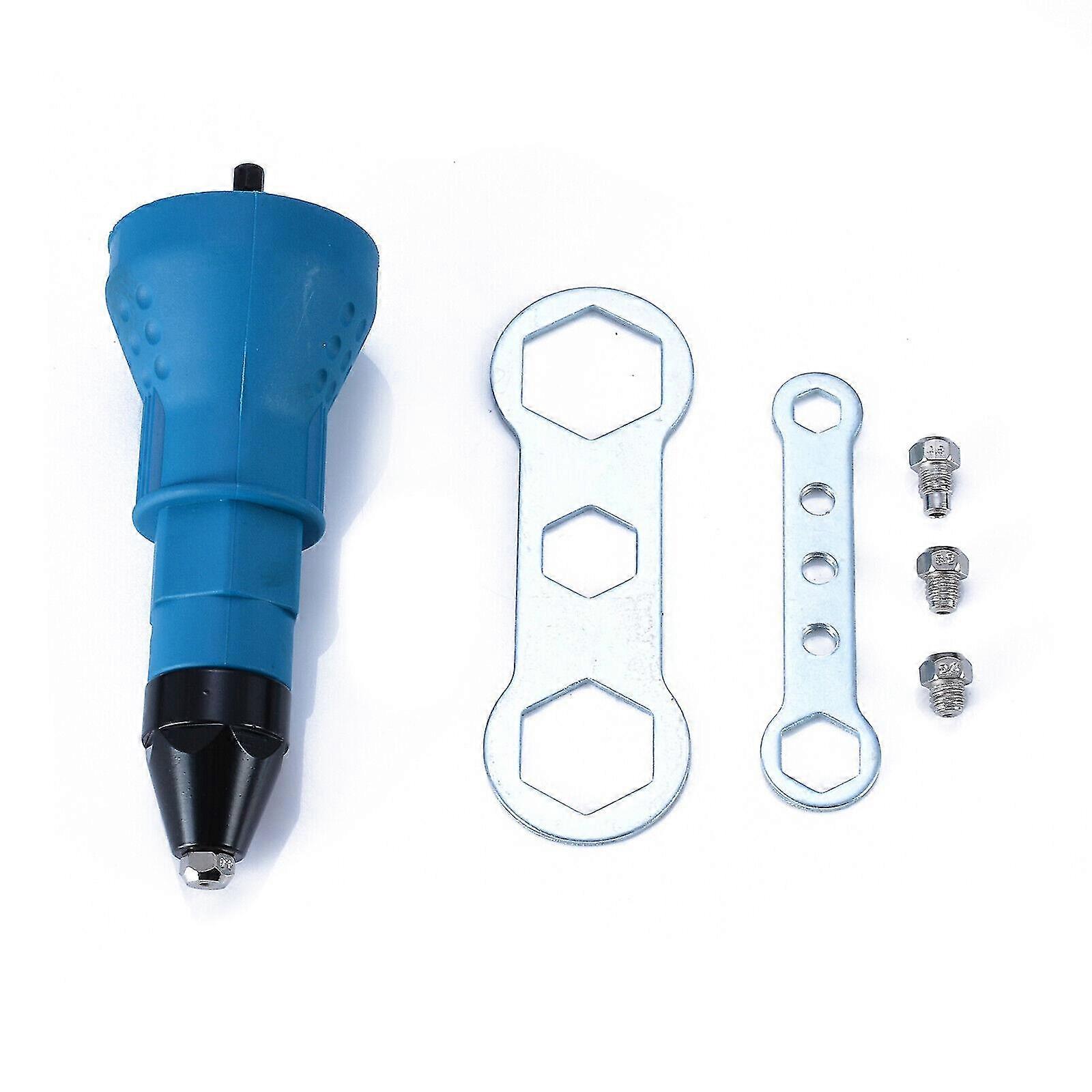 Electric Blind Rivet Nut Gun Cordless Drill Adapter Riveting Insert Tool Set (blue)(3pcs)