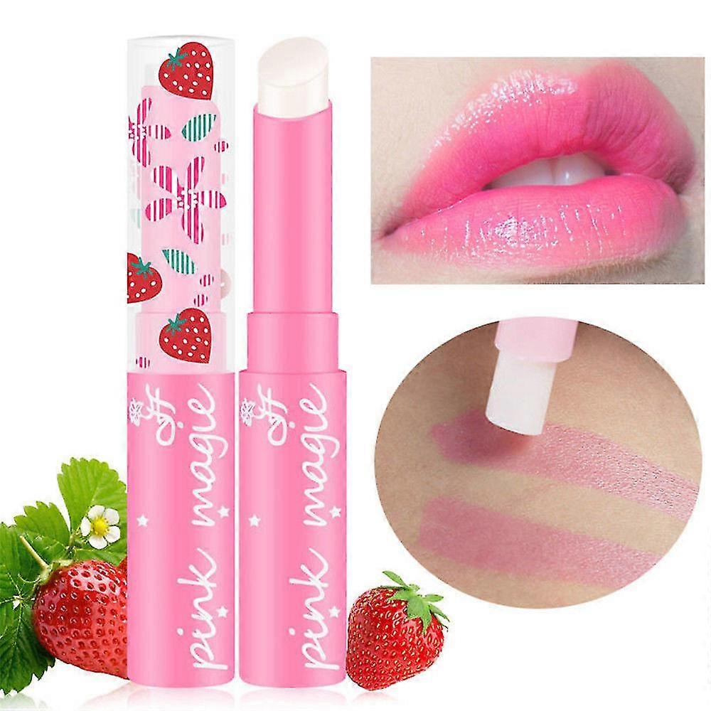 Magic Strawberry Temperature Changing Color Lipstick Moisturizer Balm Waterproof