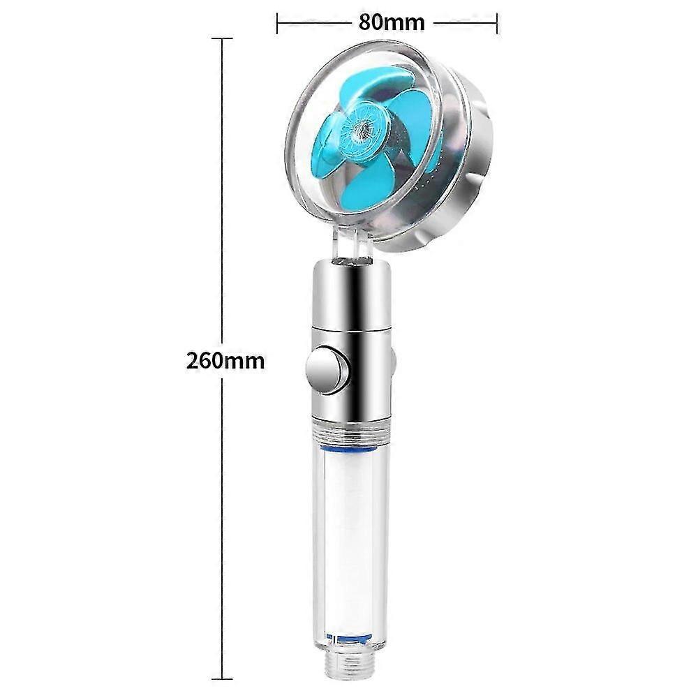 Exquisite 360 Degree Rotation Pressurized Shower Head Water Saving High Preassure Turbo Propeller Flow Showerhead With Fan Built-in Filter