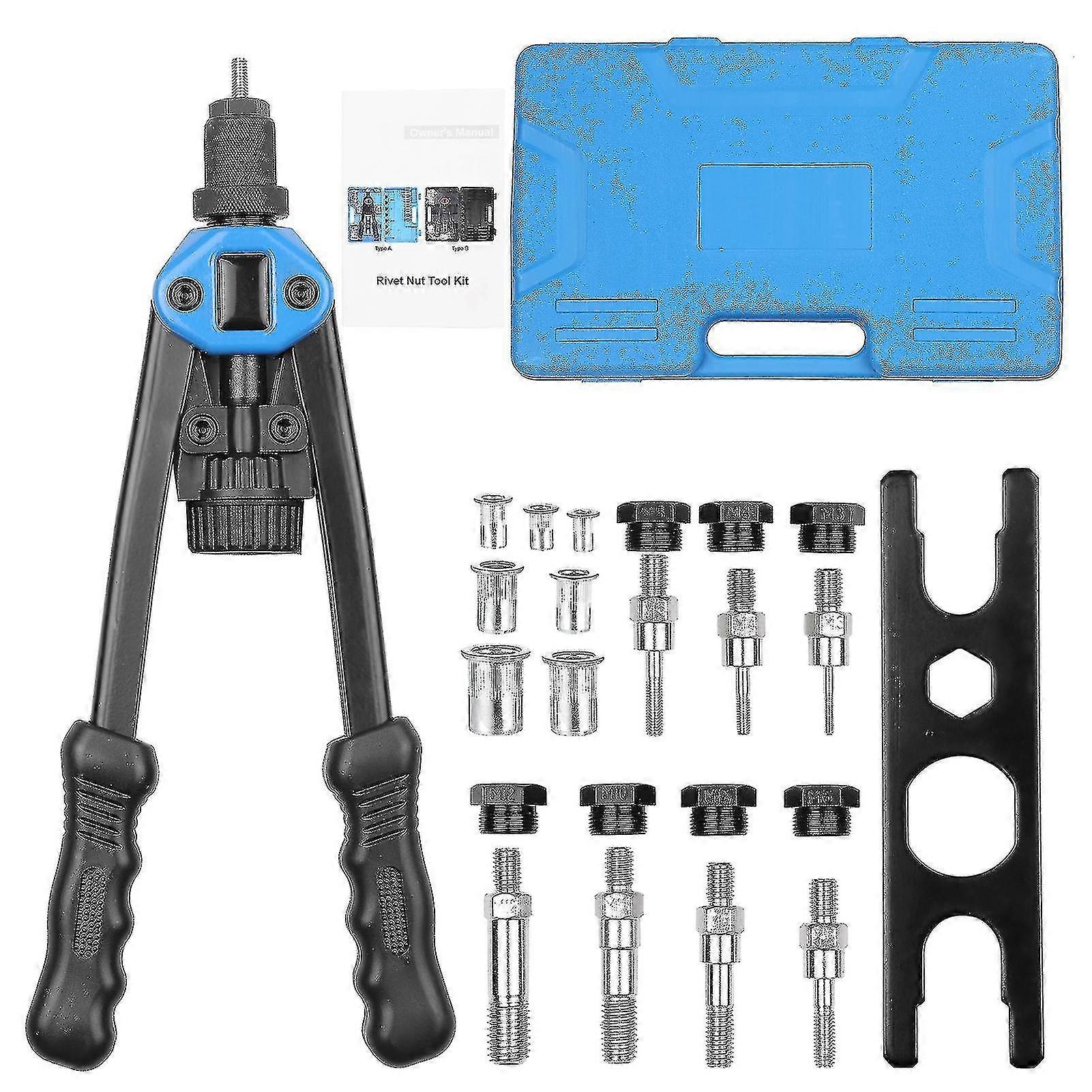 110pcs Hand Rivet Nut Tool Riveting Tool Set Rivet Nut Setter Kit With 100pcs Assorted Rivet Nuts 7 Metric Mandrels Of M3/m4/m5/m6/m8/m10/m12 And Mold