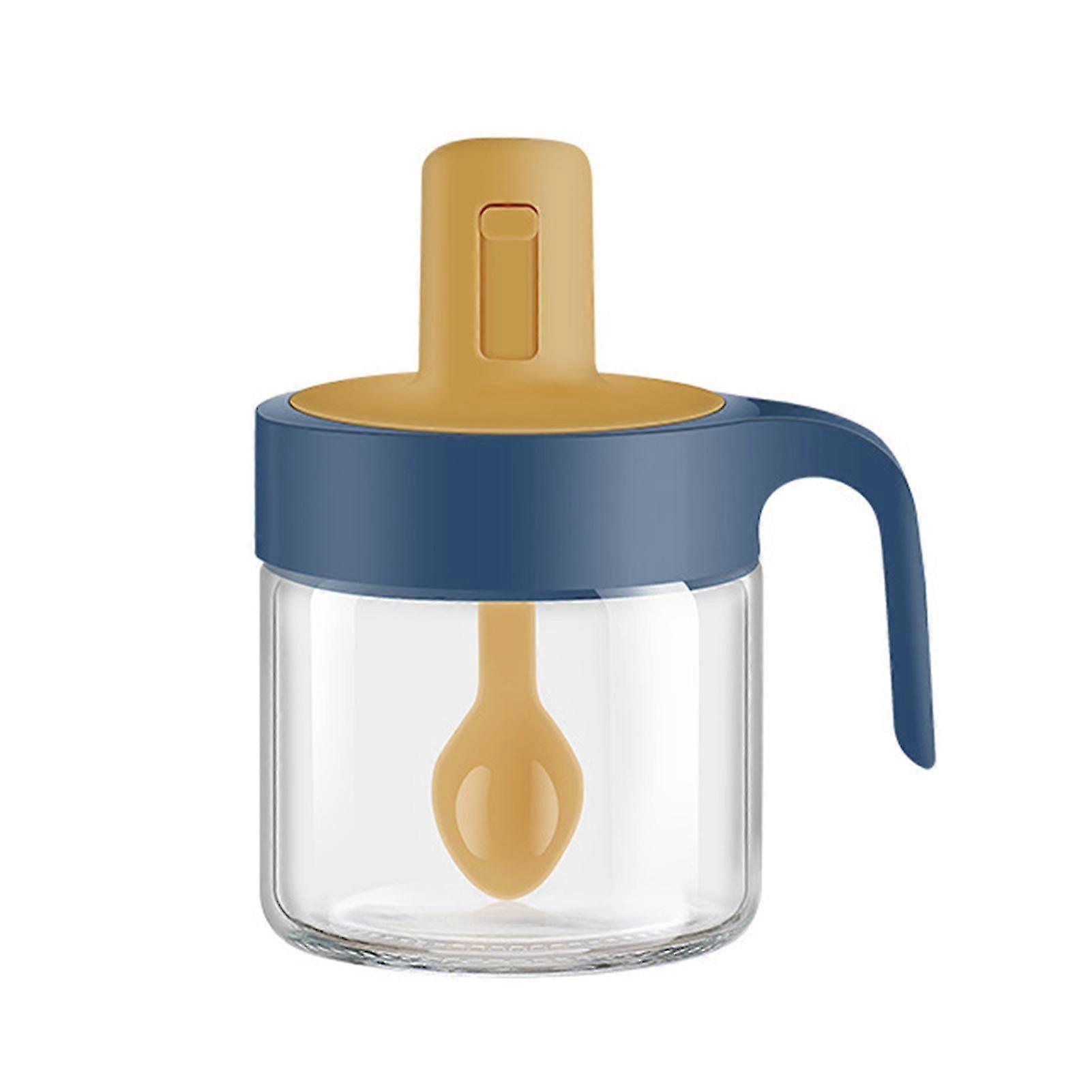 Condiment Containers With Retractable Spoon Easy Cleaning One Hand Operation Seasoning Jar For Home Buffet And Cafe