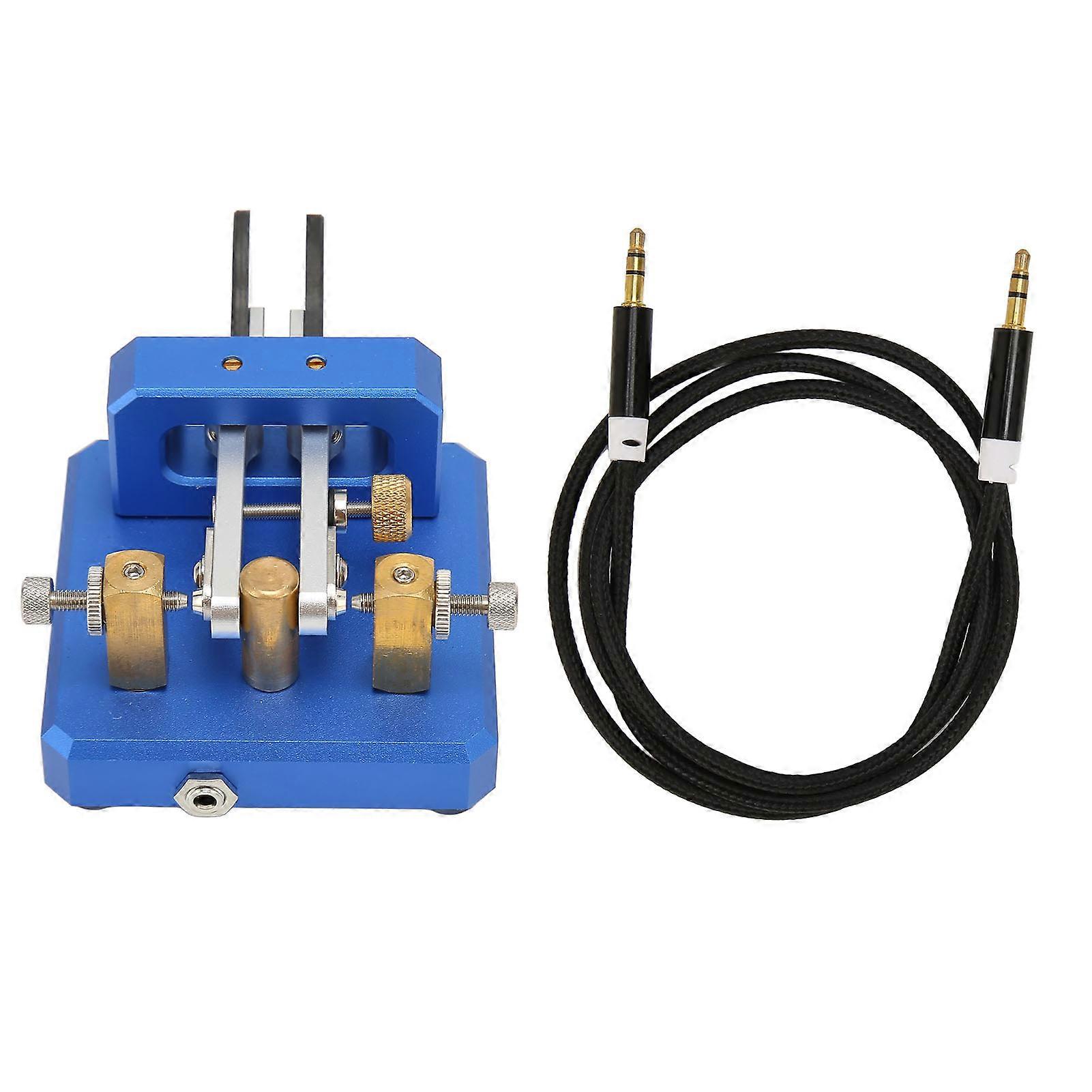 Morse Code Key Double Paddle Automatic Shortwave Portable CW Morse Telegraph Key for Camping Indoor Dark Blue YEMMA