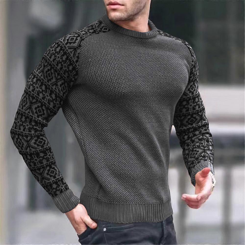 Mens Crew Neck Long Sleeve Autumn Winter Casual Pullover Top