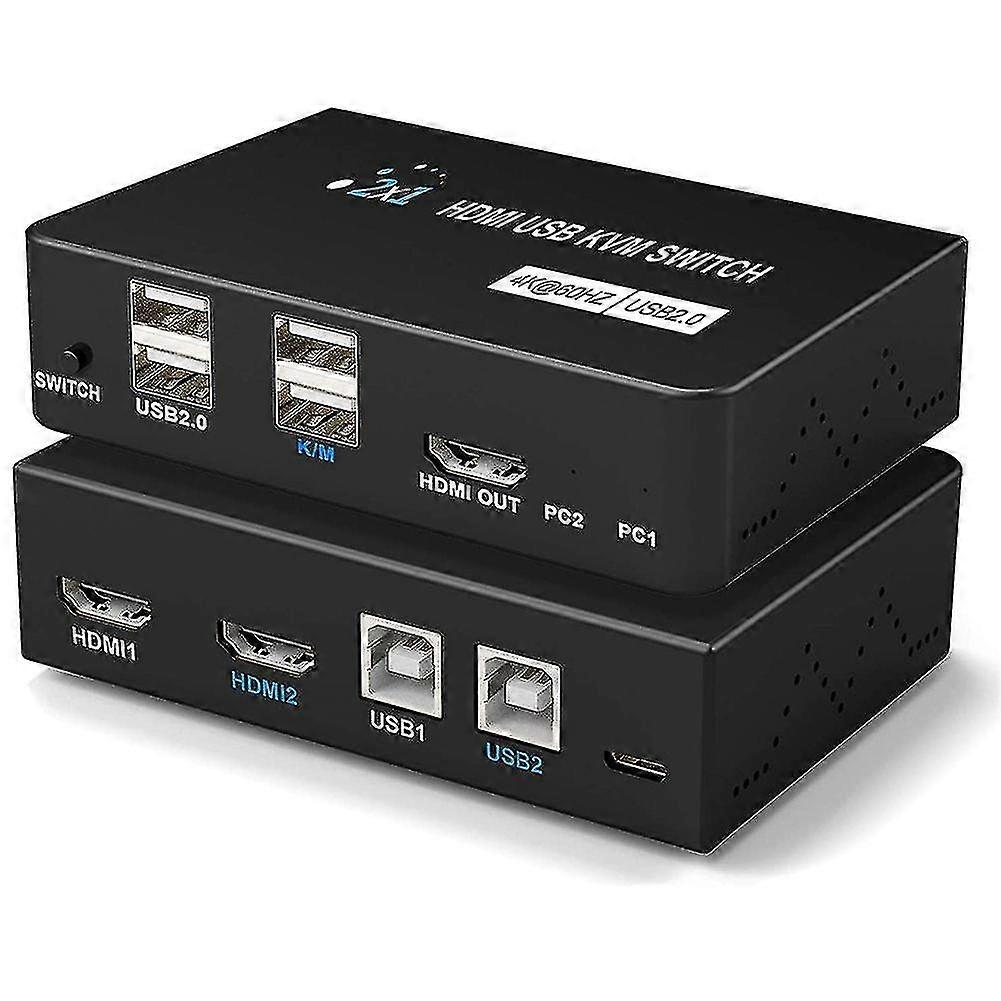 4k -compatible Kvm Switch 2 In 1 Out Computer Splitter For Laptop, , Hdtv Shared Mouse Keyboard