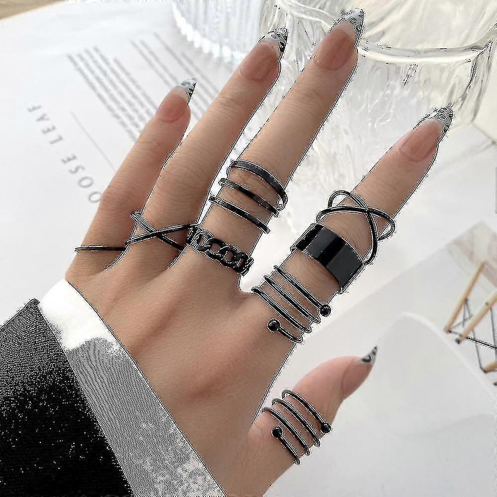 Vintage Gothic Metal Rings Set For Women Girls Geometric Retro Multi Knuckle Finger Ring Personality Snake Trendy Jewelry Style-5