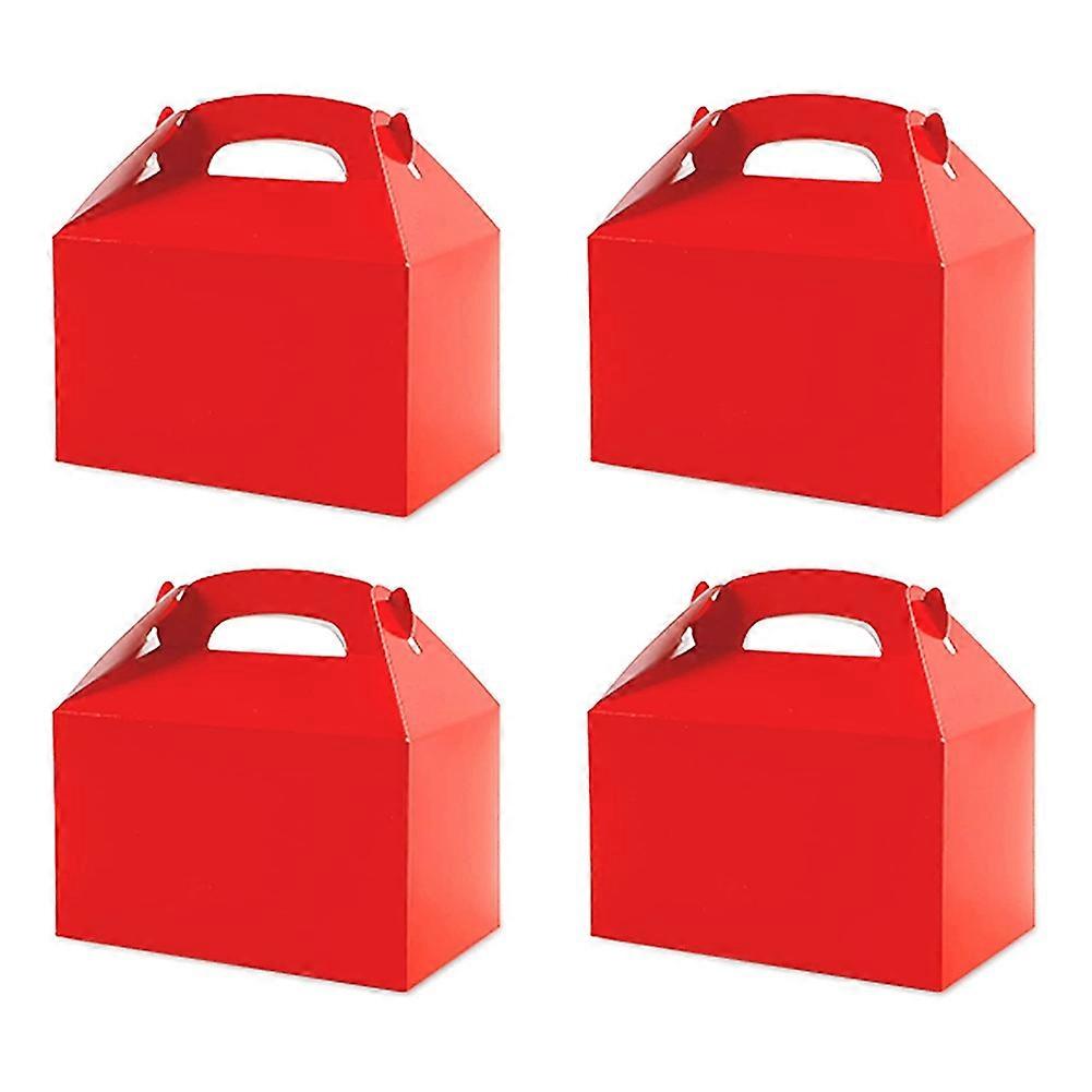 50 Pcs Party Treat Boxes White, Candy Boxes Party Favors with Handle Paper Cookie Gift Bags Gable B
