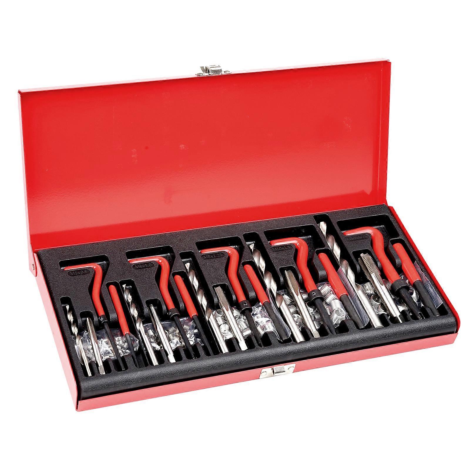 Helicoil Thread Repair Kit, 166-Piece Metric HSS Drill, M5 M6 M8 M10 M12 Heli Coil Rethreading Tool Kit with HSS Drill Bits