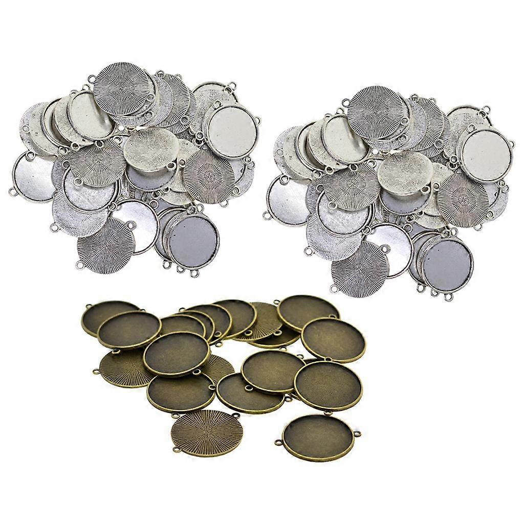 120pcs 30/25mm Double Loop Cabochon Pendant Base Setting Jewelry Findings