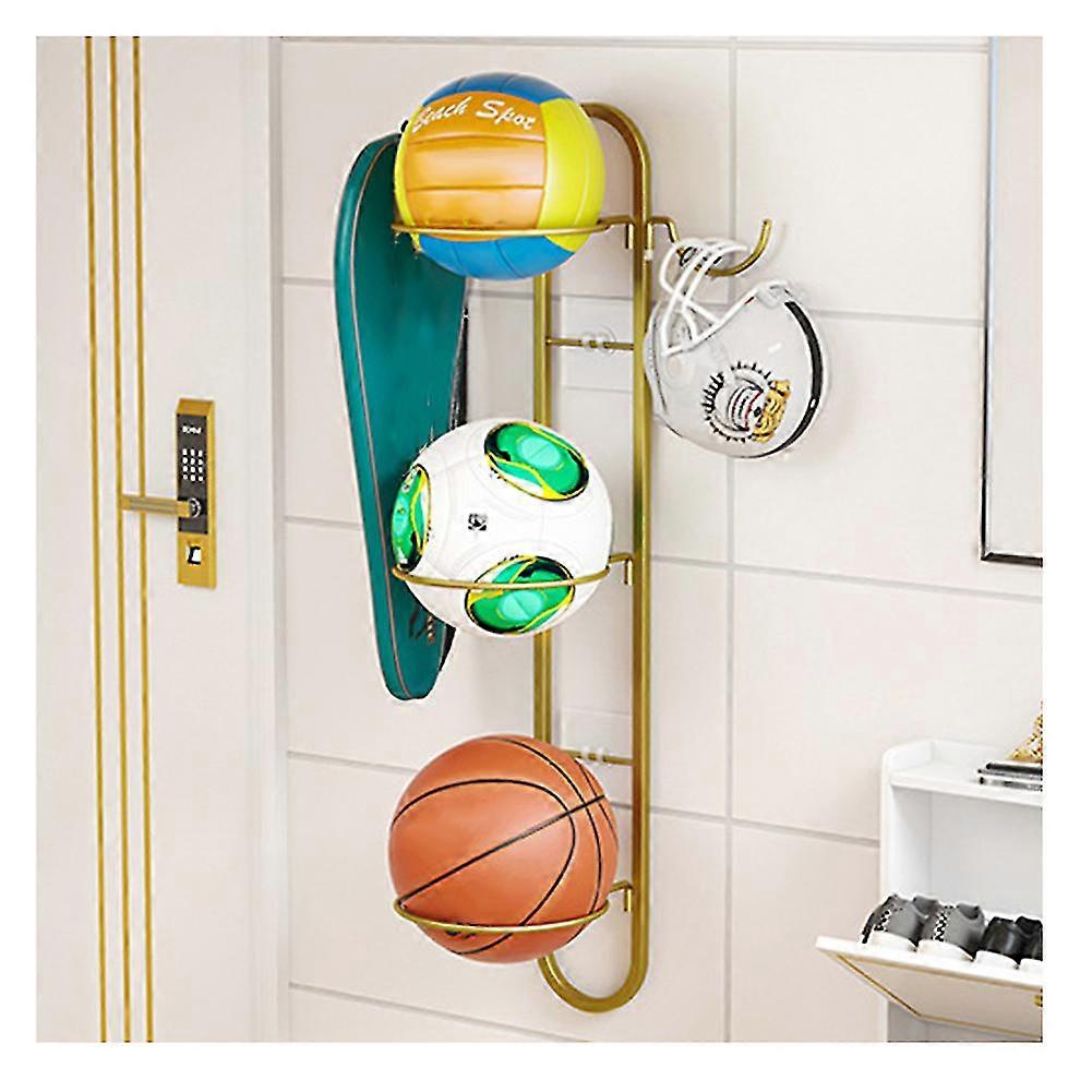 Punch Free Basketball Storage Rack Heavy Duty Ball Display Stand With Detachable Hook For Home
