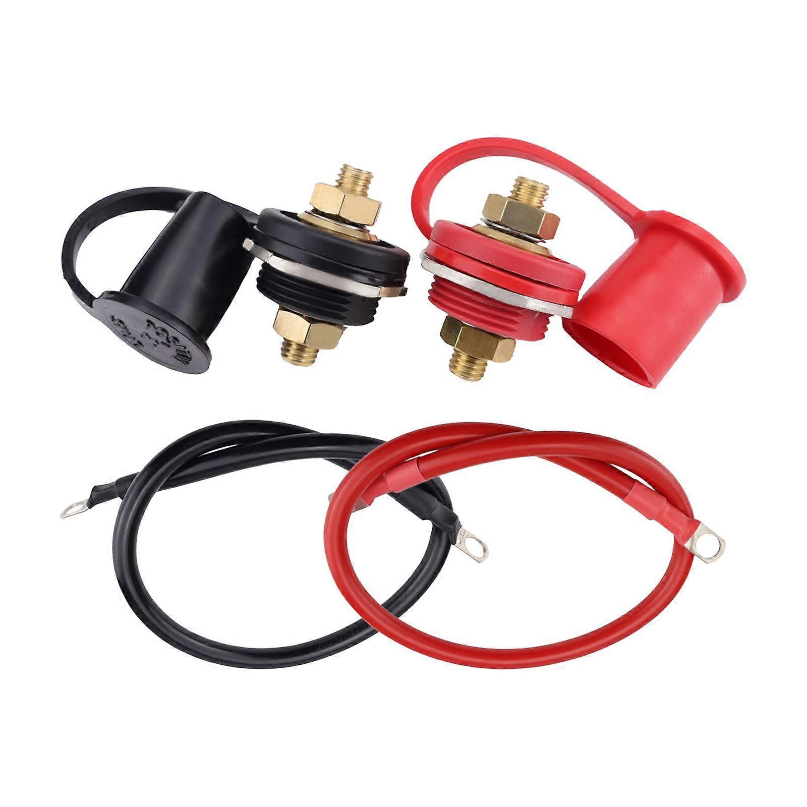 thru Panel Battery Bulkhead Connectors 250A 3/8" Stud with Dustproof Cover Battery Charging Jump Post Junction Stud Post