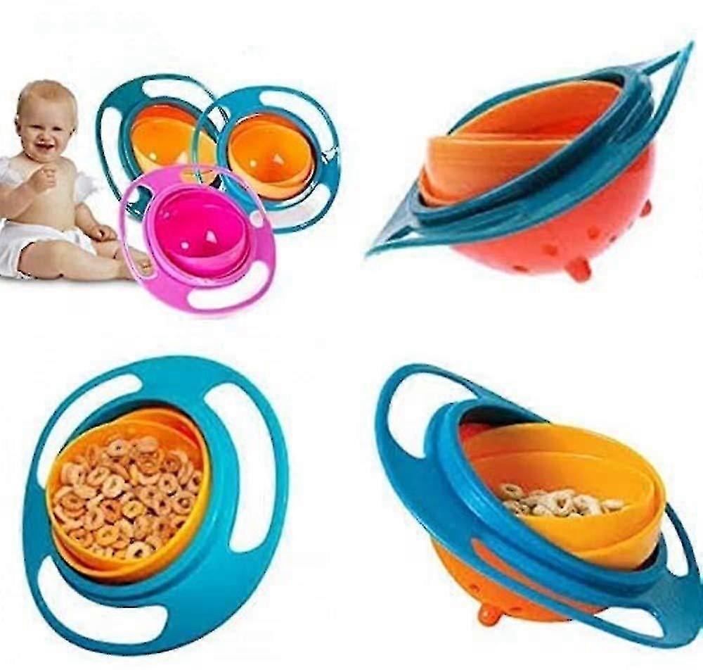 Baby Gyro Bowl Gyroscopic Bowl With Lid Toy Tableware For Kids Toddlers 360 Dgree Rotation Spill Resistantbule