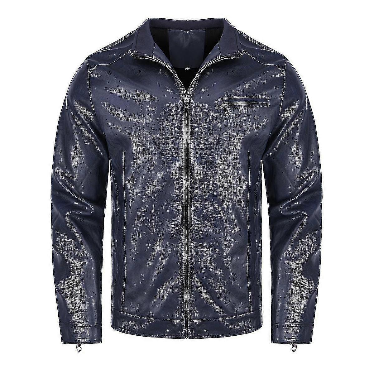 Men's Thick Stand Collar Pu Leather Jacket