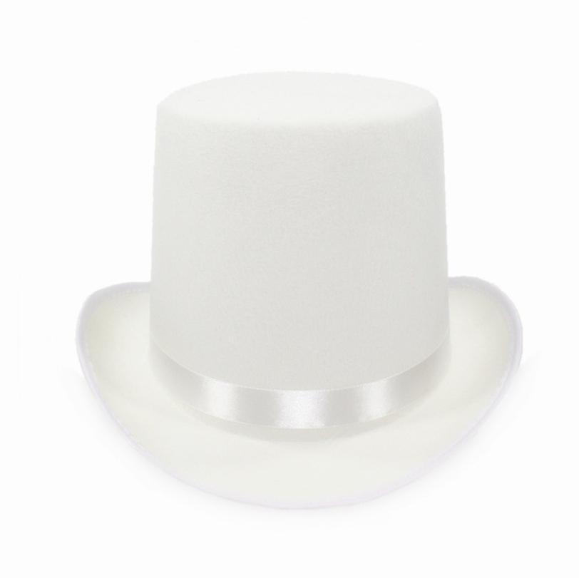 Bristol Novelty Unisex Wool Effect Top Hat White