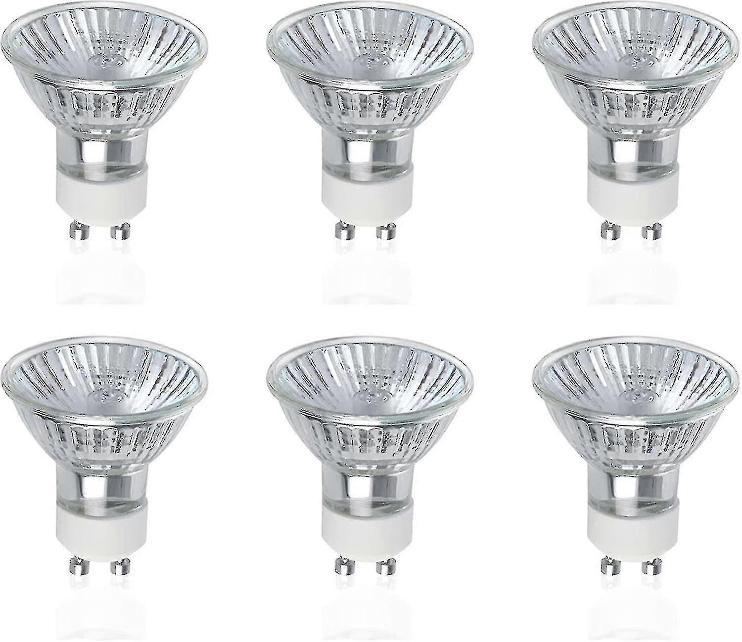 لمبات الهالوجين Gu10 ، عبوة من 6 مصابيح هالوجين Gu10 50 واط ، تيار متردد 220 فولت -240 فولت ، 700 لومن ، زاوية شعاع 40 ، 2800 كيلو أبيض دافئ ، قابل للتعتيم