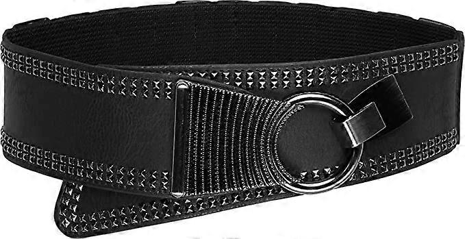 Wide Elastic Stretchy Metal Studded Hook & Loop Belt