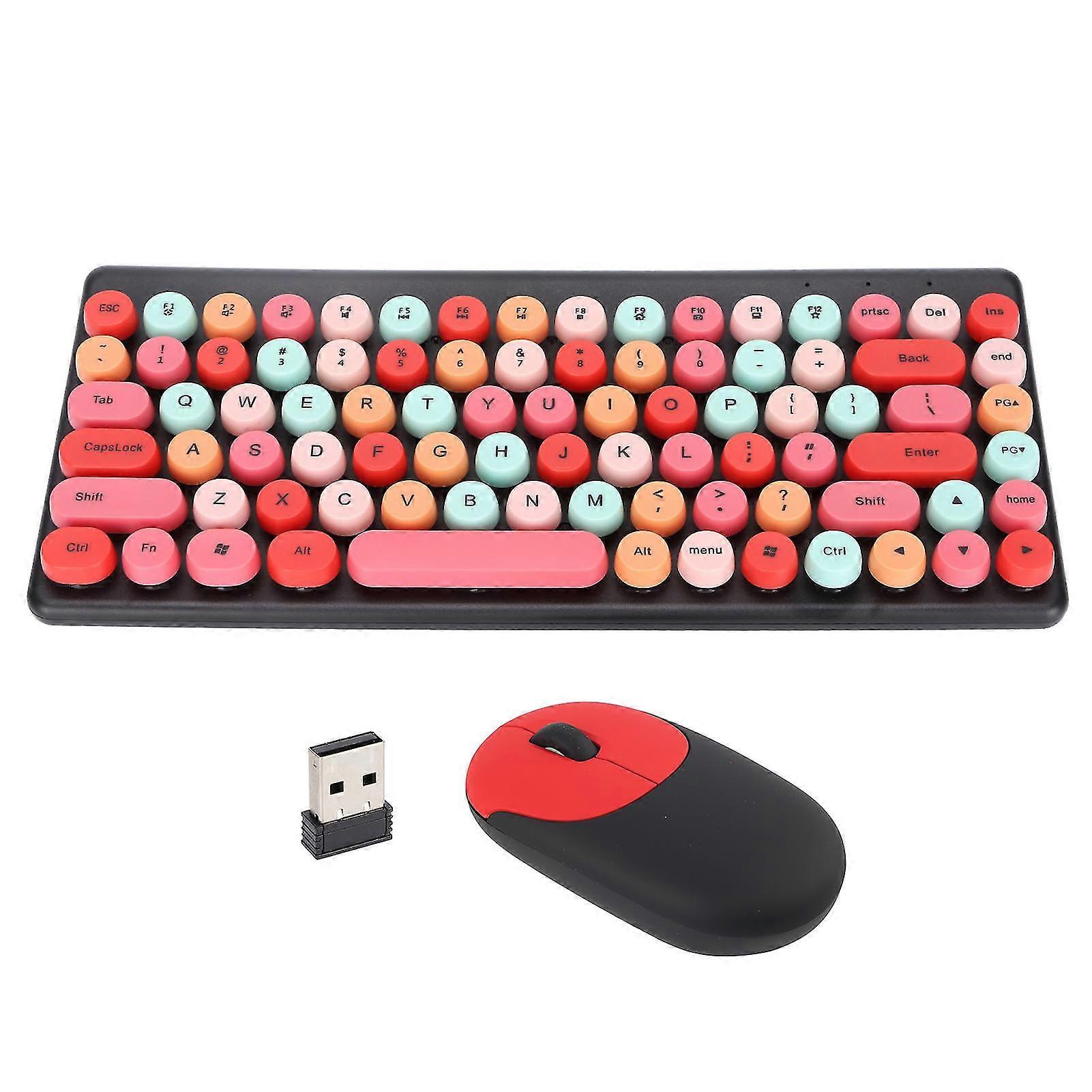 Clavier Souris Combo Sans Fil 86 Touches Mignon Coloré Apparence Multimédia Boutons Lumière Calme 2.4g Clavier Souris Pour Pclipstick Mix
