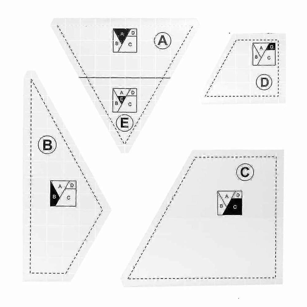 4pcs Quilting Template Patchwork Cloth Cutting Rulers Clear Sewing Ruler Tailor Multifunctional Mea