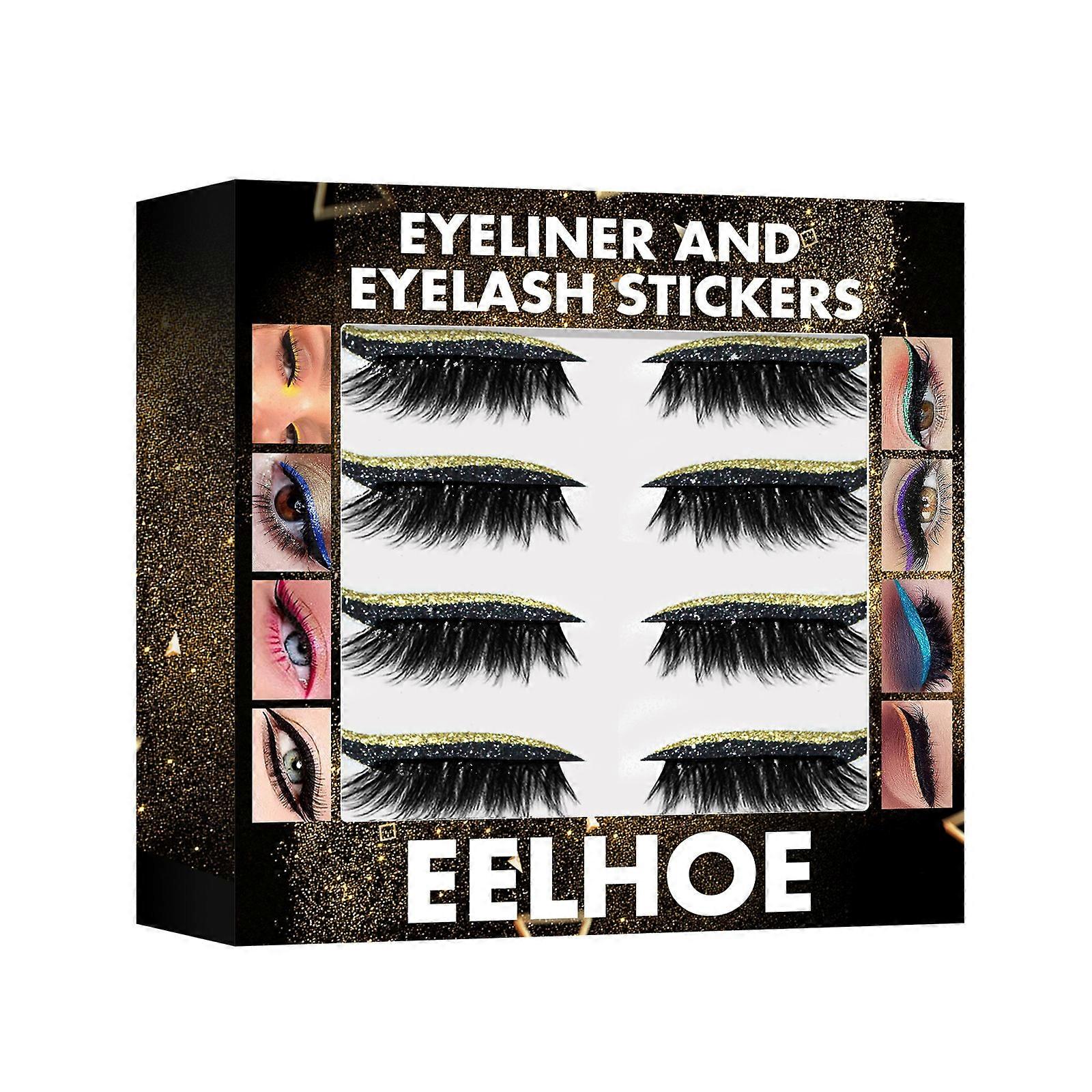Lashes Glitter Eyeliner Sticker With Eyelashes Invisible Reusable Eye Line Strip Sticker False Eyelashes Self-adhesive Shiny Eyeliner Stickers For Wom