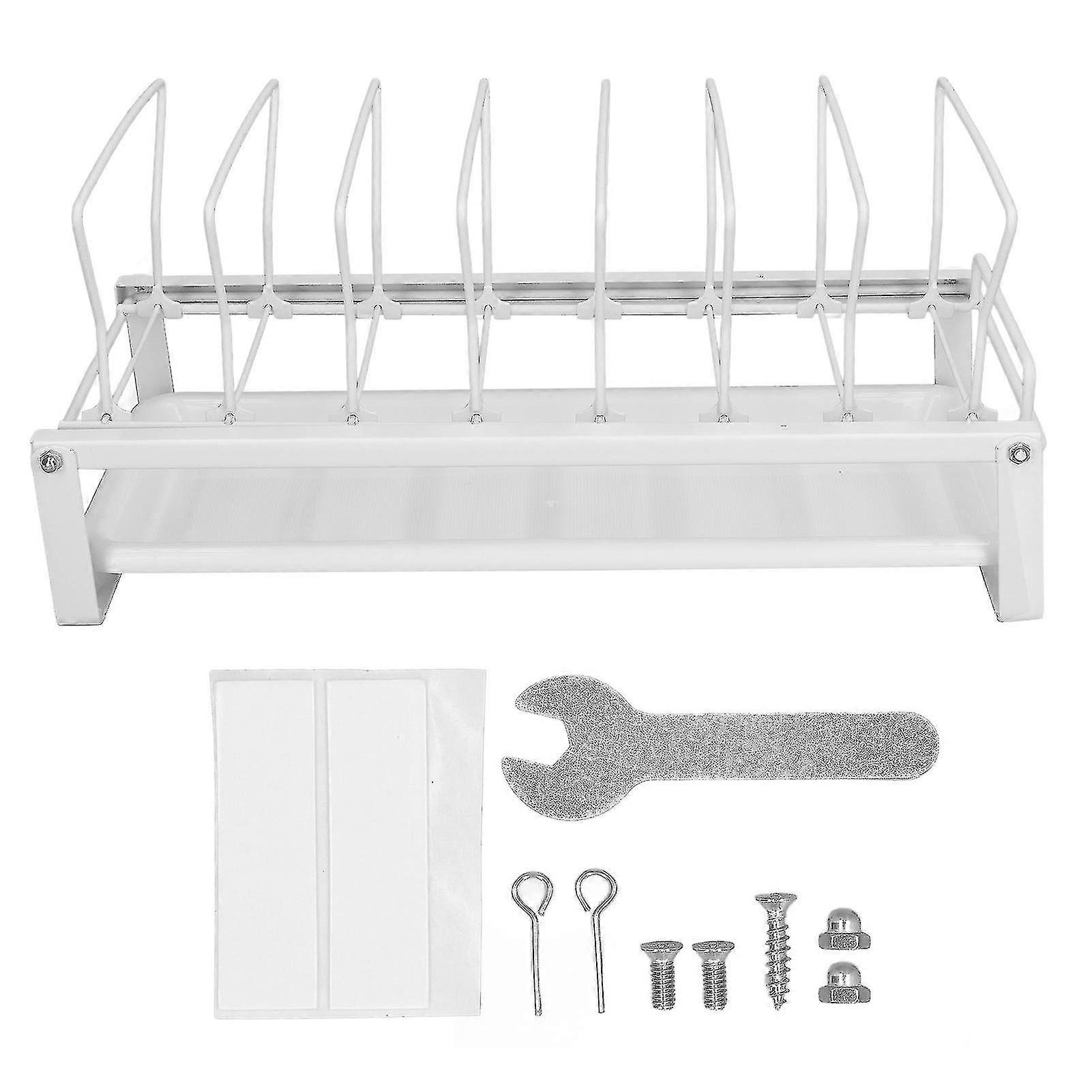 White Dish Drying Rack Tableware Storage Shelf Plate Holder