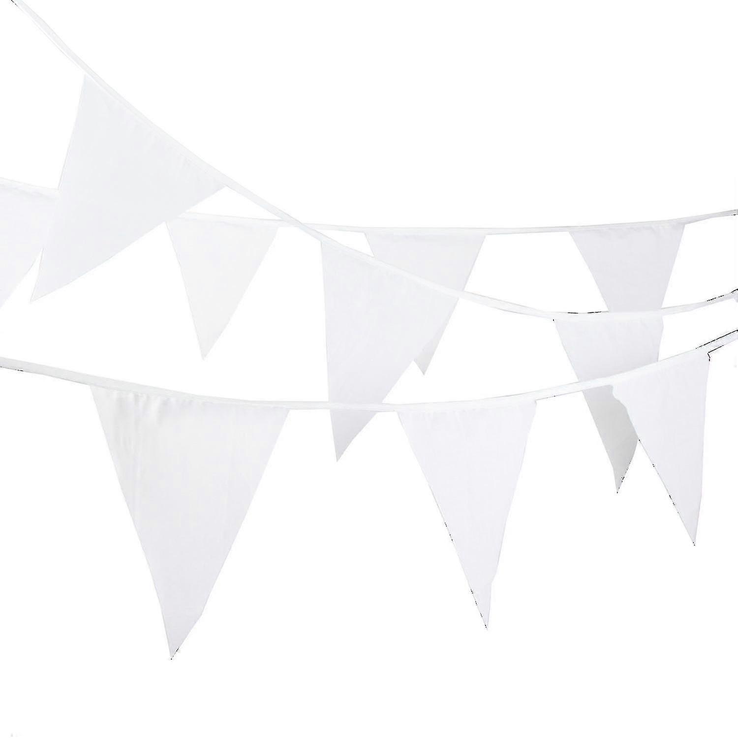 10m Tessuto Bunting, bella Ghirlanda Bunting Tessuto Bianco Bunting-shdsa