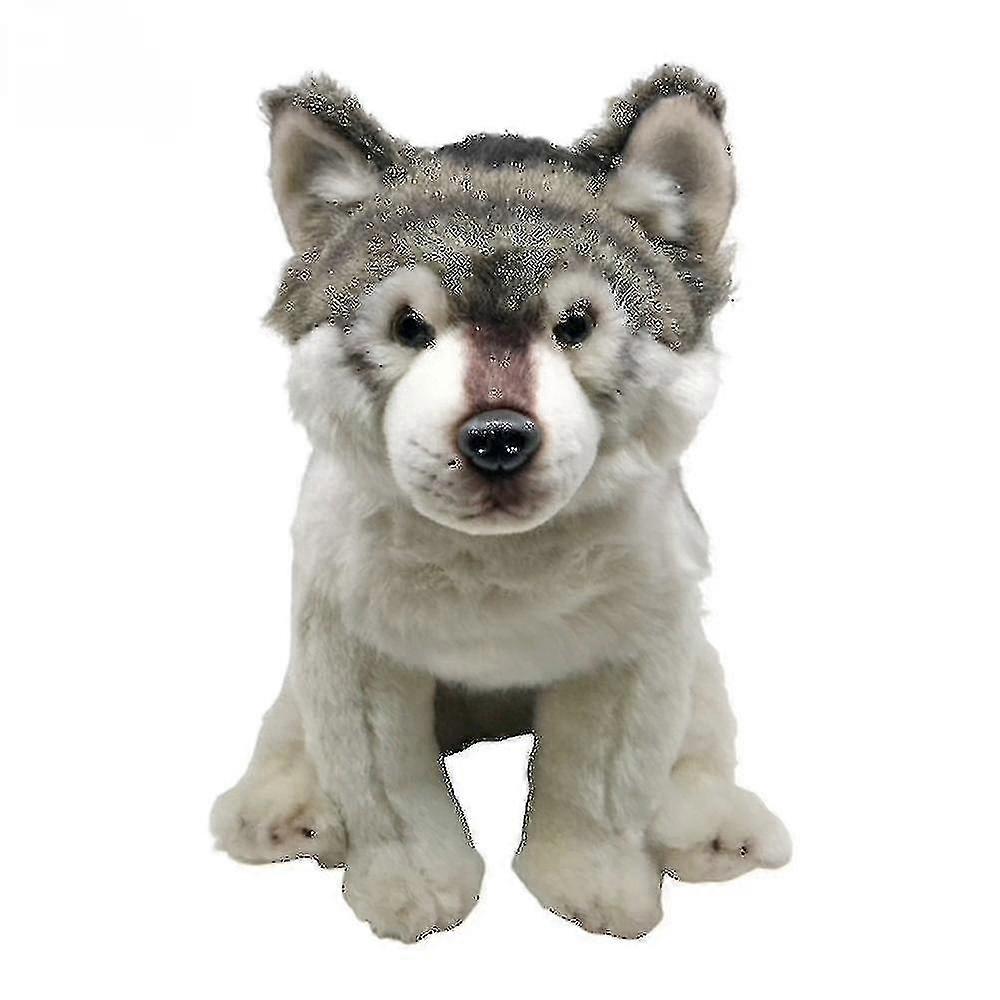 27cmのリアルな灰色のオオカミハスキー犬のぬいぐるみ。XiXi