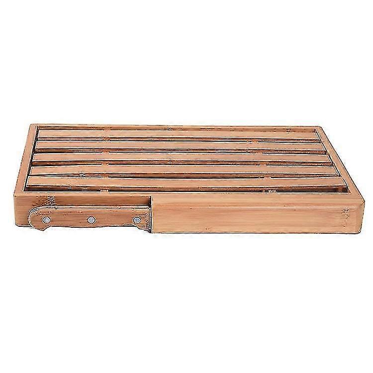 Brown Bamboo Bread Board With Knife 33.5*22*3.5 Cm